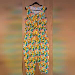 Lucy & Yak Juni Organic Twill Boilersuit In Orange-You-Nice Print 2XL